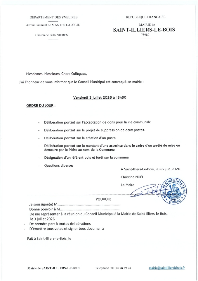 Convocation CM 3 juillet 2027