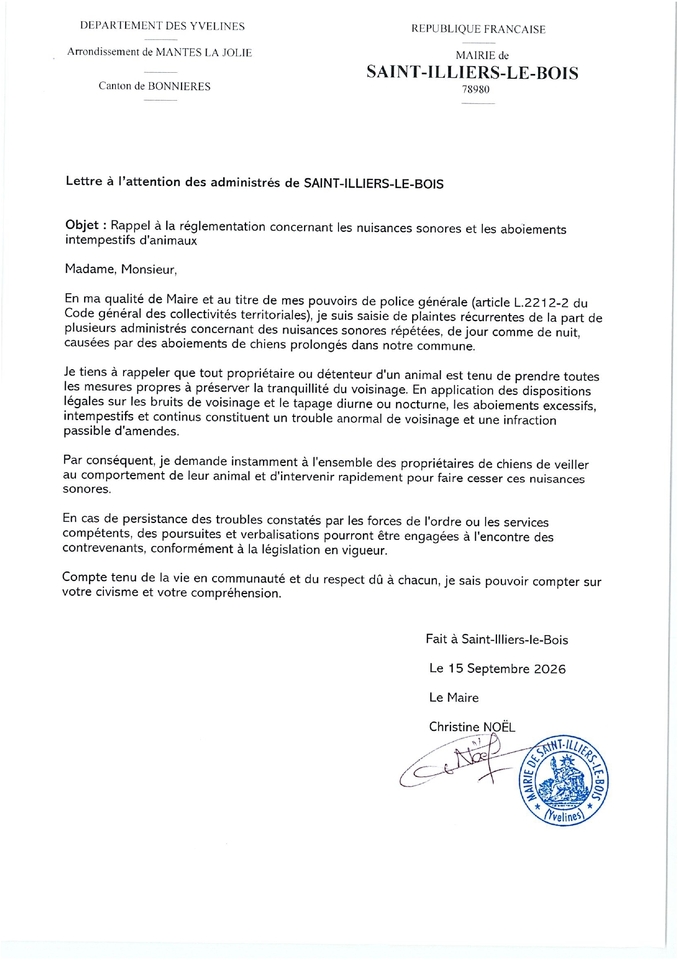 Courrier aboiement animaux